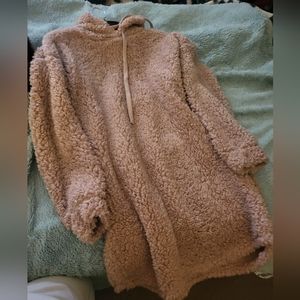 Gently used mid length fuzzy hooded dress